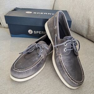 Sperry Gray Leather Boat Shoes